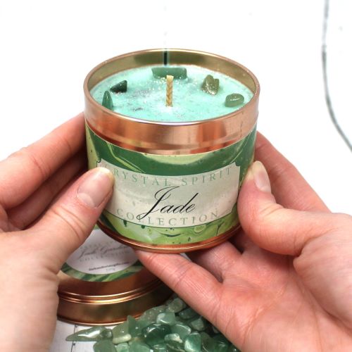 JADE Rose Gold Candle with real Jade Crystals